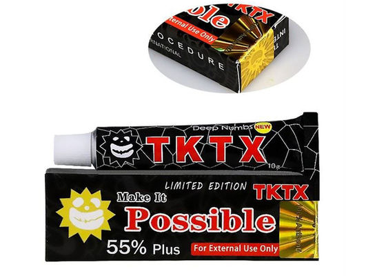 চীন ৫৫% কালো Tktx টপিকাল অ্যানাস্থেটিক ক্রীম লেজার ট্যাটু অপসারণ ক্রীম ১০ গ্রাম সরবরাহকারী