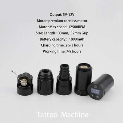 স্টেইনলেস স্টিল 1800mAh NARW ওয়্যারলেস ট্যাটু মেশিন 1-OLED ডিসপ্লে টাচ স্ক্রিন ব্যাটারি রোটারি ট্যাটু বন্দুক পাওয়ার আরসিএ সহ ট্যাটু পেন সরবরাহকারী
