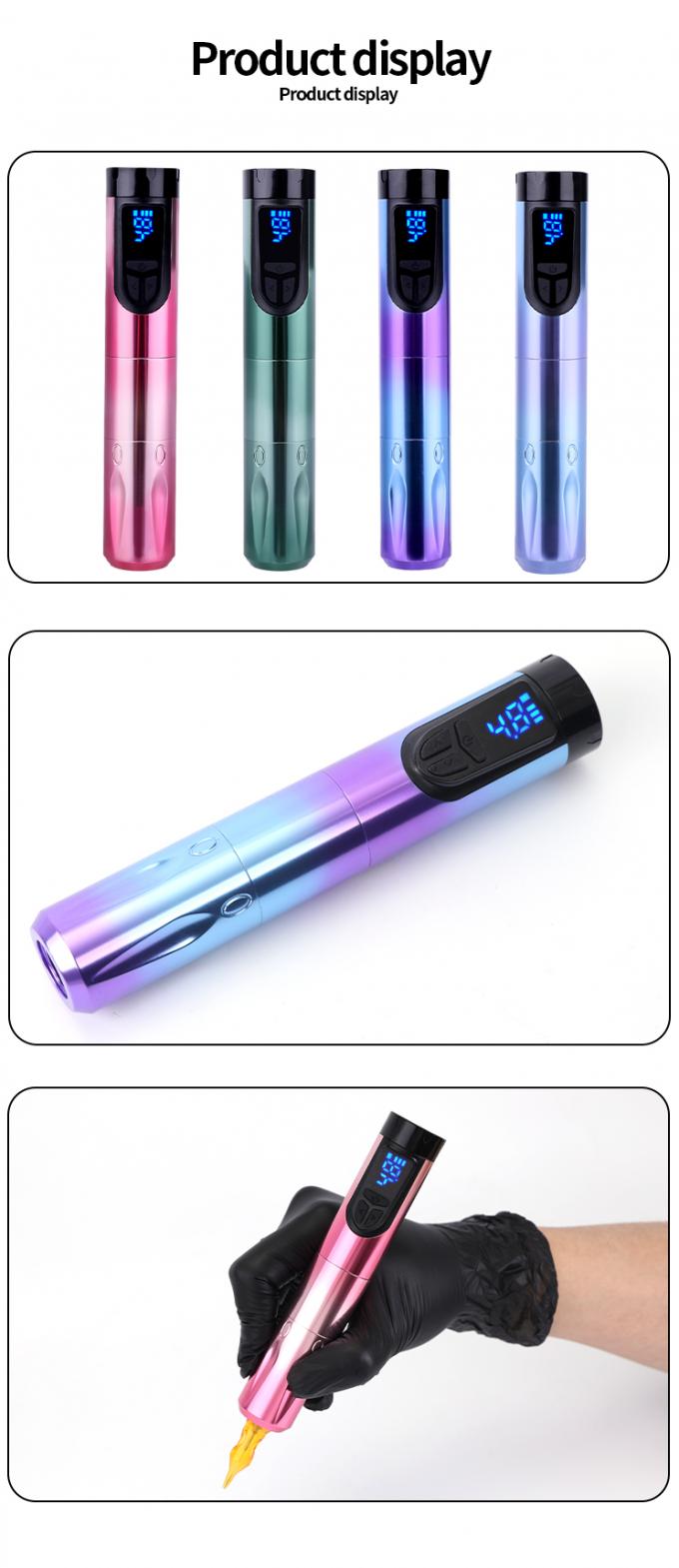 14500mAh রিজার্ভ ব্যাটারি পাওয়ার এলসিডি ডিসপ্লে এবং প্রতিস্থাপনযোগ্য ব্যাটারি সহ ওয়্যারলেস ট্যাটু মেশিন বিমান অ্যালুমিনিয়াম ডিজাইন 7