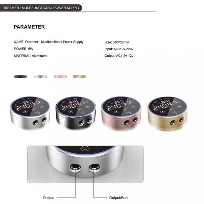 80*28mm গ্রে AV1.5V-12V H8 স্মার্ট পাওয়ার সাপ্লাই ডুয়াল এলসিডি টাচ স্ক্রিন ট্যাটু মেশিন রঙিন ভোল্টেজ ইন্টেলিজেন্ট ডিজিটাল 2
