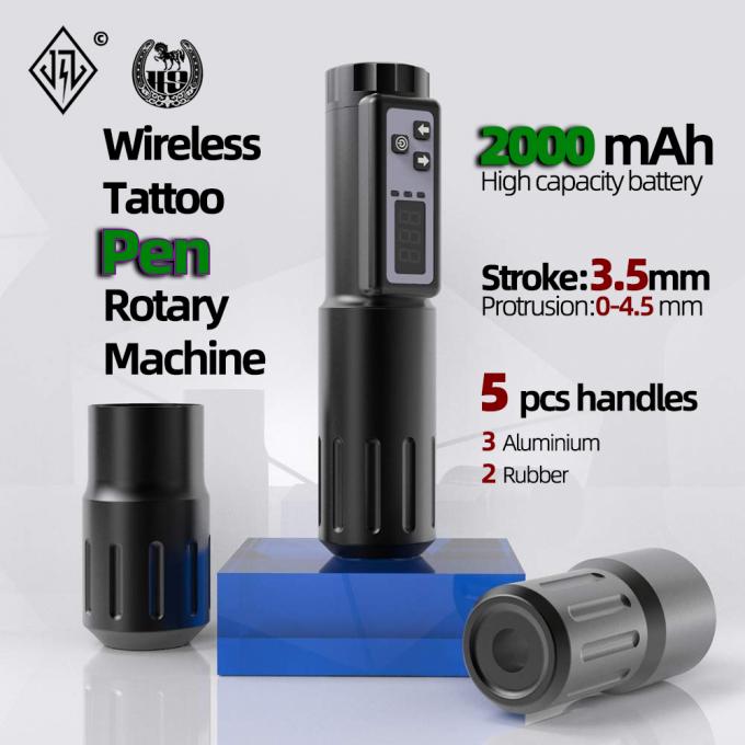 ট্যাটু শিল্পীর জন্য বৈদ্যুতিক LCD ডিসপ্লে 2000mAh ব্যাটারি ট্যাটু গান RCA ওয়্যারলেস রোটারি ট্যাটু মেশিন পেন কিট 0