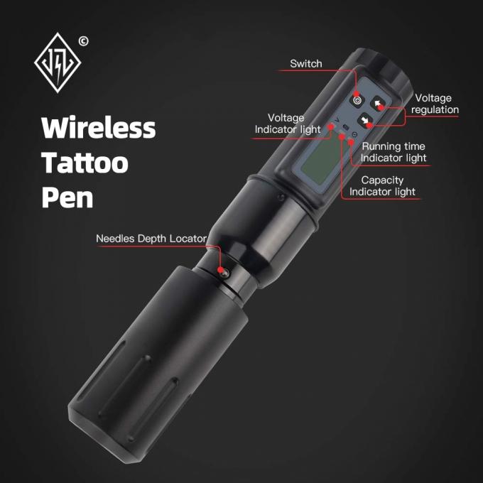 ট্যাটু শিল্পীর জন্য বৈদ্যুতিক LCD ডিসপ্লে 2000mAh ব্যাটারি ট্যাটু গান RCA ওয়্যারলেস রোটারি ট্যাটু মেশিন পেন কিট 4