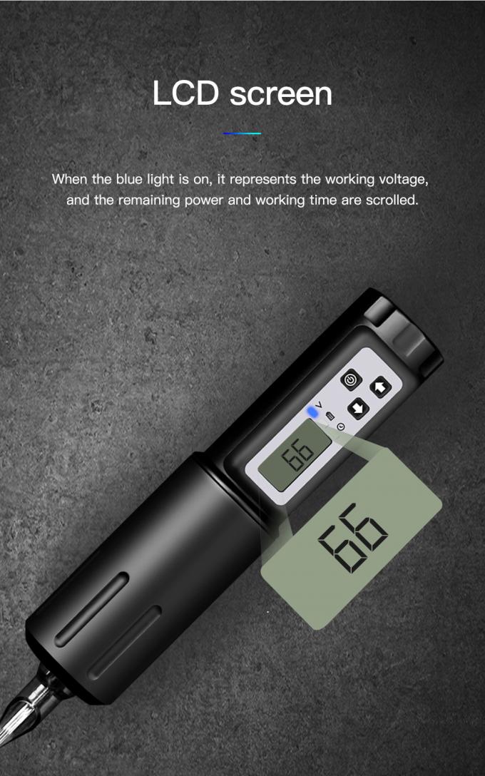 ট্যাটু শিল্পীর জন্য বৈদ্যুতিক LCD ডিসপ্লে 2000mAh ব্যাটারি ট্যাটু গান RCA ওয়্যারলেস রোটারি ট্যাটু মেশিন পেন কিট 6